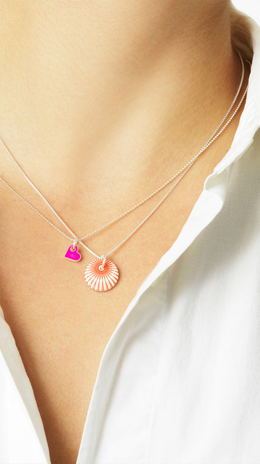 Splash necklace. Coral red. Sterling silver. Scherning Copenhagen