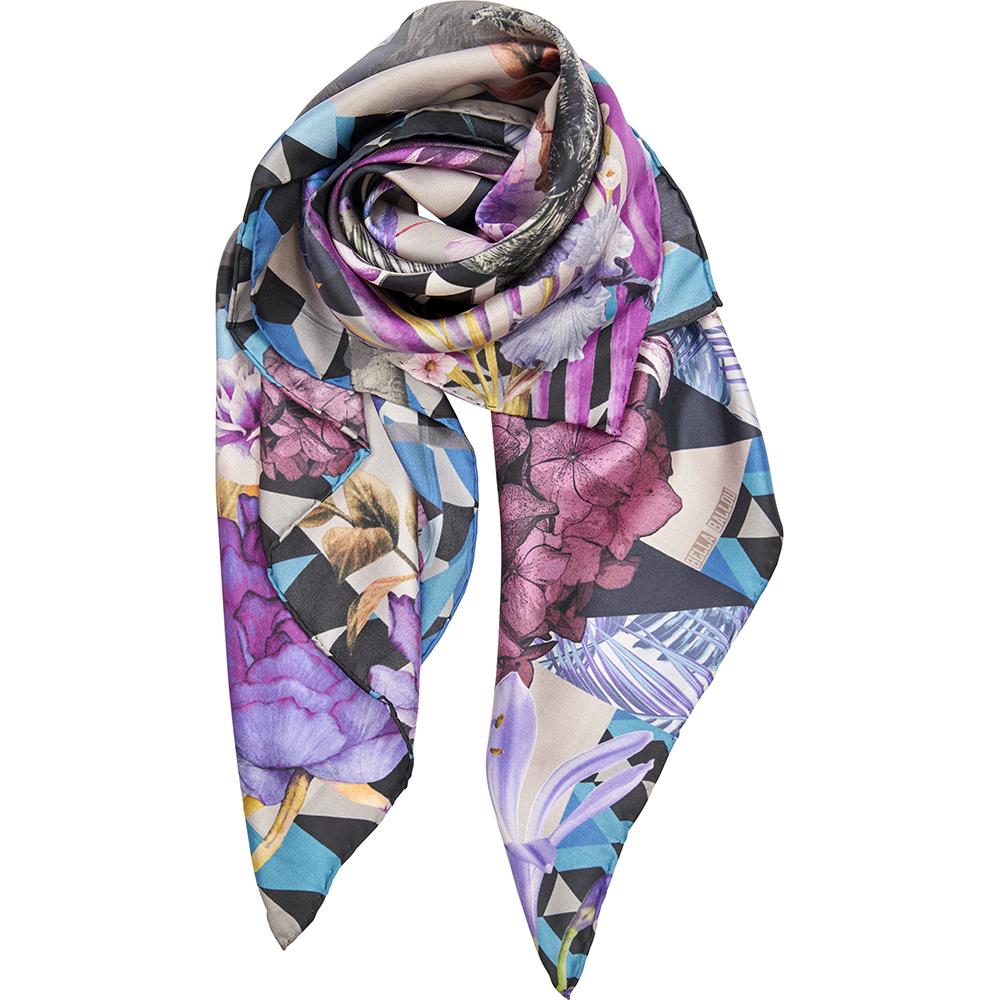 Decoupage silketørklæde. Blue, purple. Bella Ballou