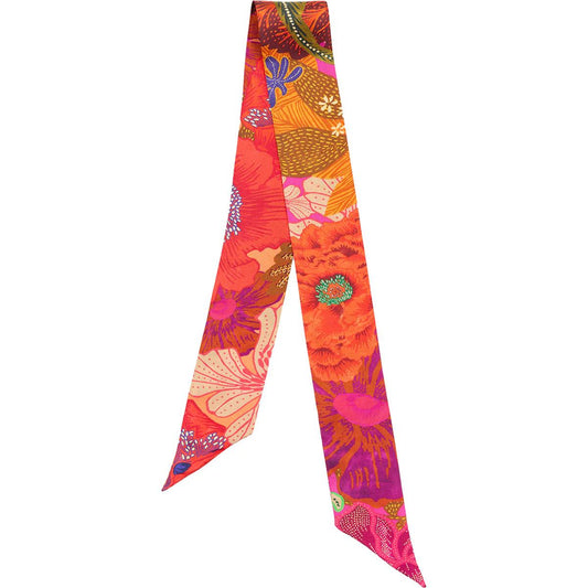 Bouquet Twilly smalt tørklæde. 100% silke. Pink, orange. Bella Ballou