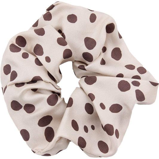 Dots Hår Scrunchie. 100% silke. Creme, brun. Bella Ballou