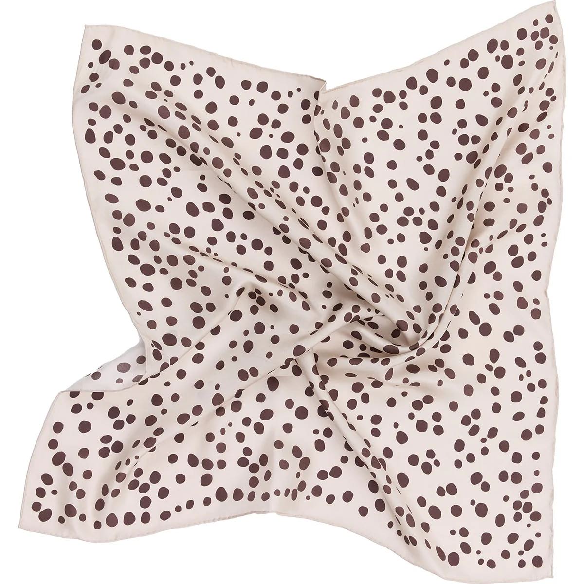Dots tørklæde. 100% silke. Creme, brun. Bella Ballou