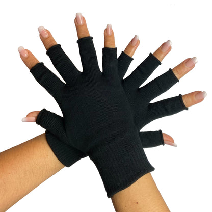 Therapeutic Fingertip Free Gloves. Unisex. Thin. Black. ReflexWear