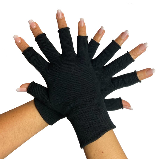 Terapeutiske fingerspidserne fri handsker. Unisex. Tynde.  Sort. ReflexWear