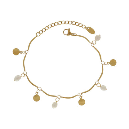 Joy Coin and Pearl bracelet. Waterproof. 18 K. gold plated. Dansk Copenhagen