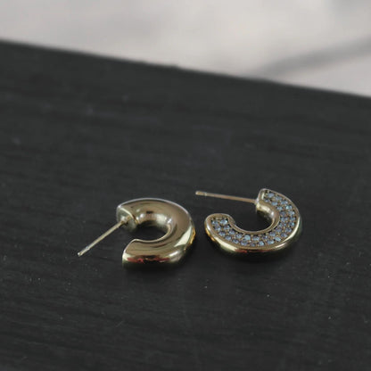 Joy Waterproof Clear CZ hoop earrings. 18 carat gold plated. Danish Copenhagen