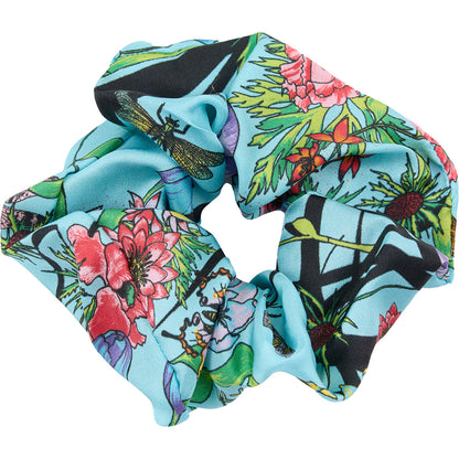 Living Garden Hår Scrunchie. 100% silke. Turkis, pink, sort. Bella Ballou