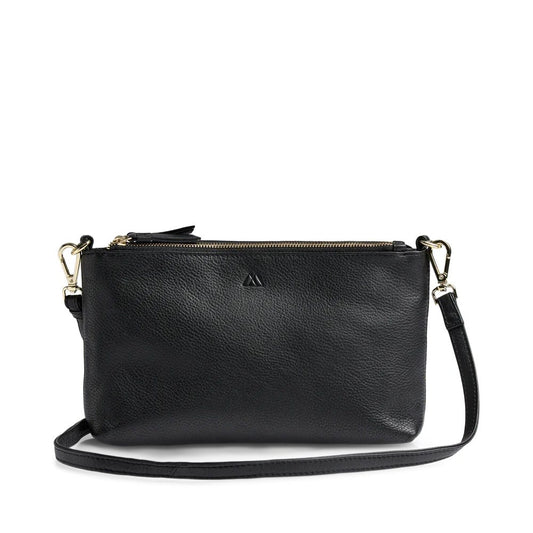 MikalaMBG Crossbody taske. Sort og guld. Læder. Markberg