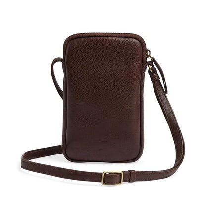 RiverMBG Mini crossbody. Unisex.Vintage. Brun og guld. Læder. Markberg