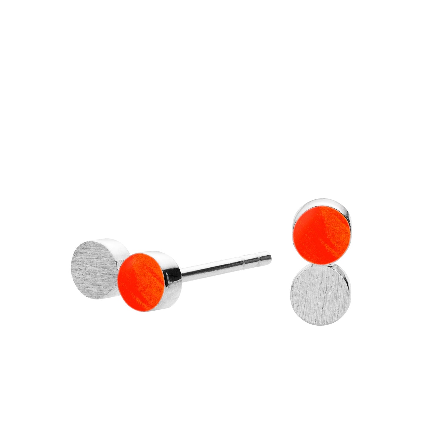 Sign Dotty nano ørestikker. Neon rød orange. Sterling sølv. Scherning København