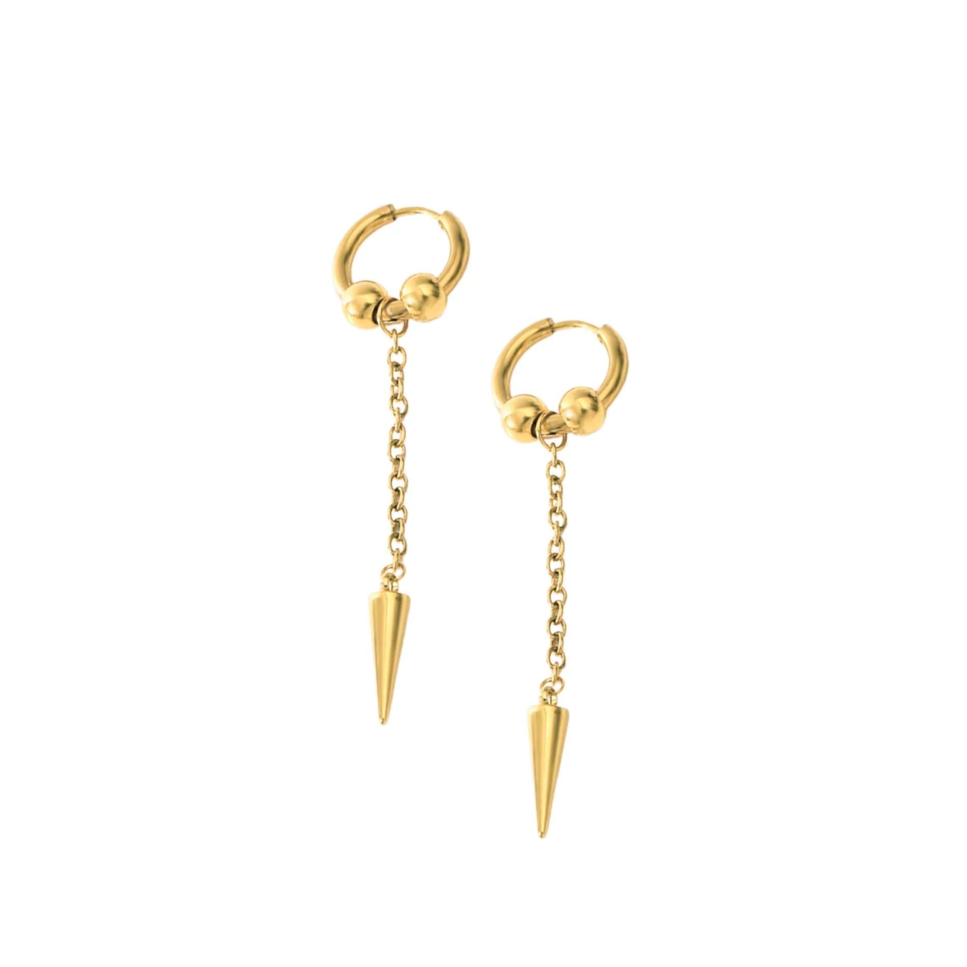 Joy Waterproof Long Spike Hoop øreringe. 18K guld plating