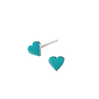 Spot ear studs. Heart. Aquamarine. Silver. Scherning Copenhagen